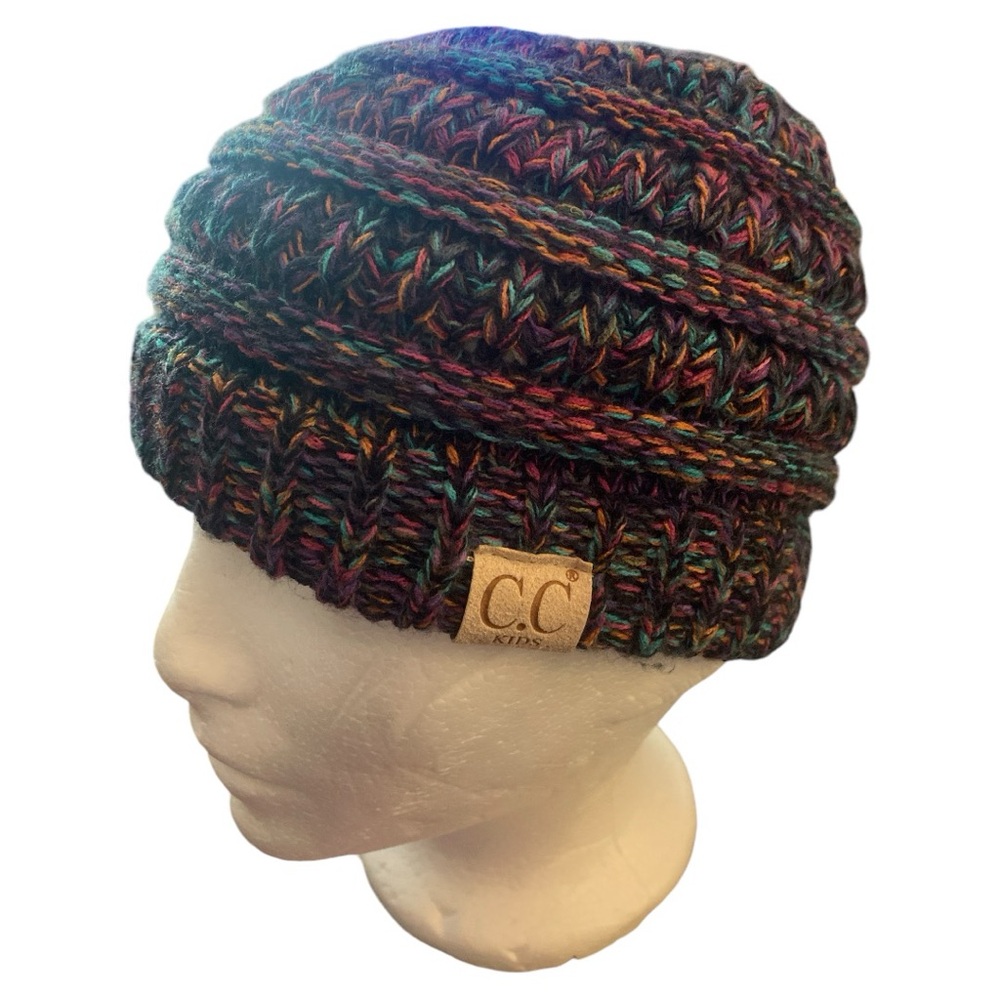 C.C Kids' Cute Warm and Comfy Children's Knit Ski Beanie Hat with Pony Tail Hole